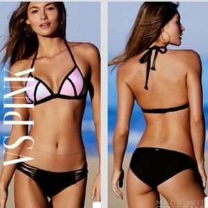 Pink by Victoria Secret , Black and Pink Bikini Bottom